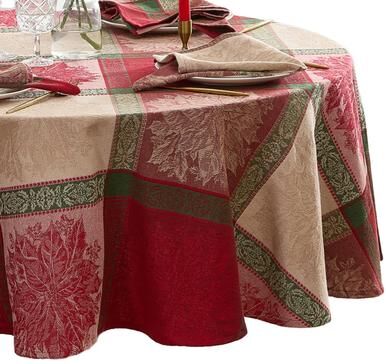 Threadmade Prestige Poinsettia Jacquard Tablecloth
