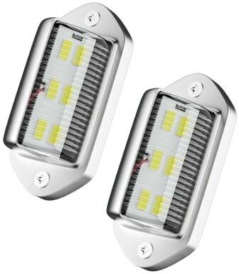 Uplifted Goods LED License Plate Lights For Truck SUV And Trailer Use 2pcs Silver 6000k