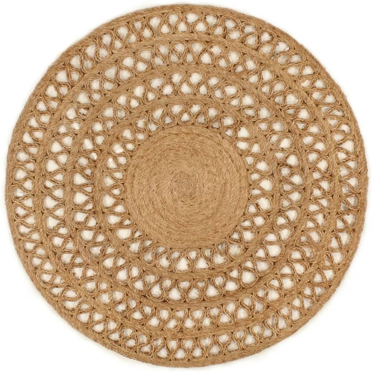 Rond Jute Vloerkleed - Handgeweven Tapijt - Bruin