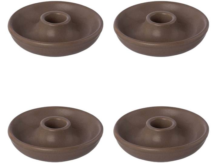 Kerzenhalter GOODPRODUCT Stabkerzenhalter Adalena , braun (cafefarben), H:3cm Ø:9cm, Porzellan, Kerzenhalter, Kerzenhalter, aus Porzellan, im nordischen Stil