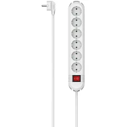 HAMA Steckdosenleiste mit Schalter, 6-fach, Wandmontage, 2m, weiß