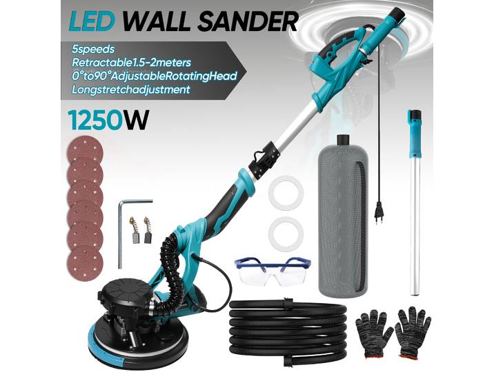 Ponceuse électrique pour cloisons sèches, machine à poncer les murs, sans poussière, auto-aspirante, avec lumière LED, polisseuse automatique anti-poussière