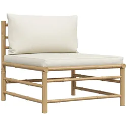 vidaXL Garten-Mittelsofa mit Kissen Cremeweiß Bambus