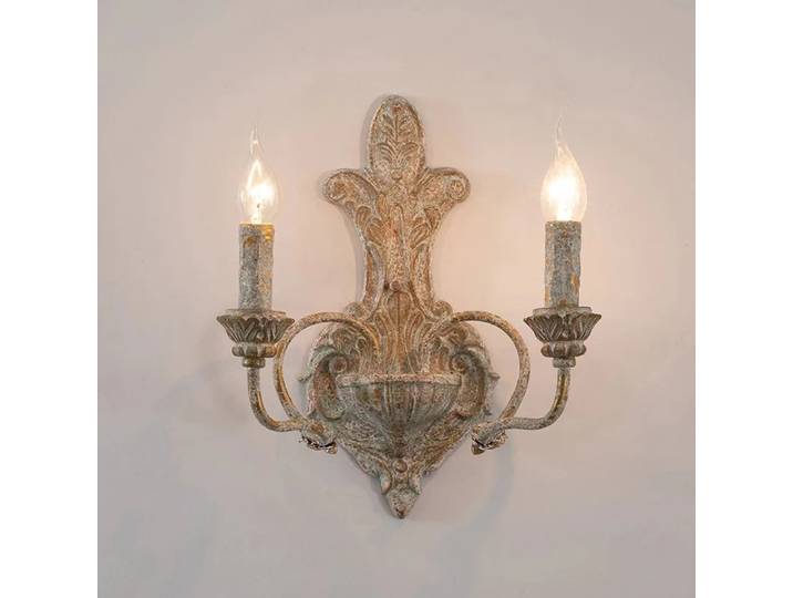 Lampe murale française antique en fer à double tête, style rétro américain, pour chambre à coucher, chevet, couloir, décoration de salon.