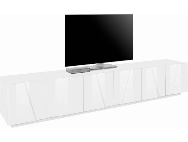 Lowboard HOME AFFAIRE PING, TV-Board, TV-Band, TV-Kommode , weiss (weiß hochglanz lack), B:243cm H:46cm T:44cm, Sideboards, Lowboard, mit 6 Türen, Breite 243,8 cm