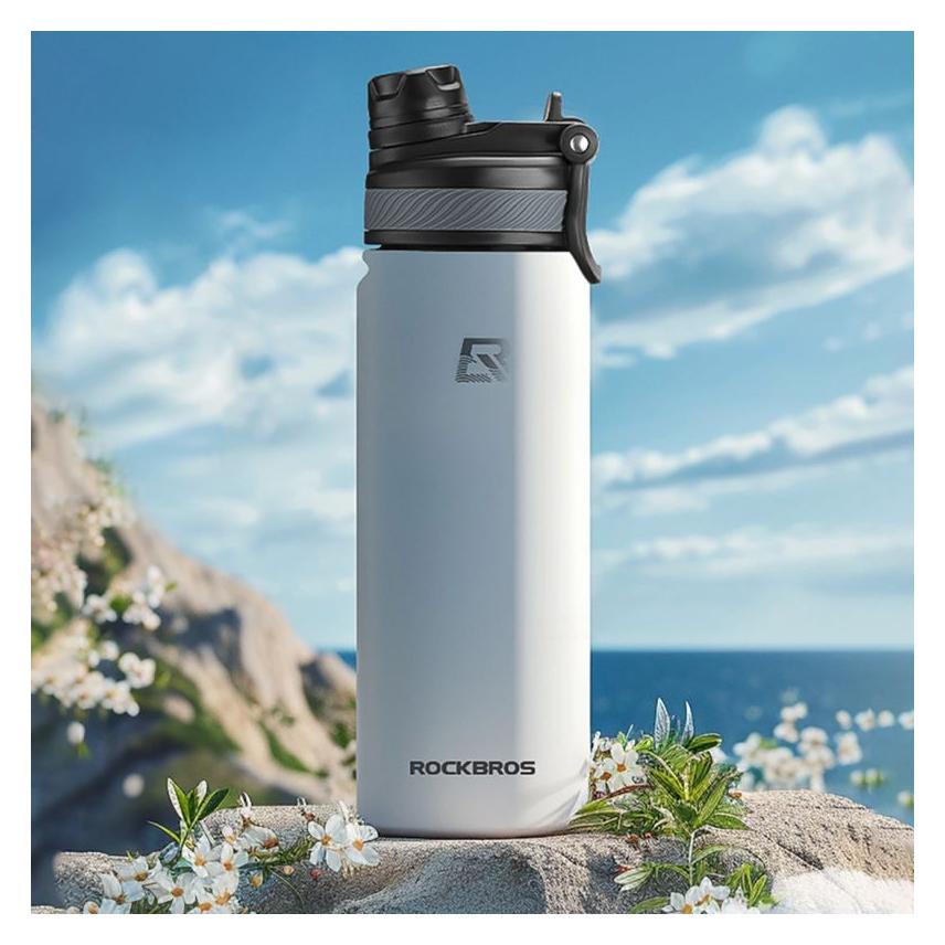Rockbros 35210029006 Fahrrad-Thermoflasche für Getränke 620 ml - Weiss (0.65 l) (1701423730)
