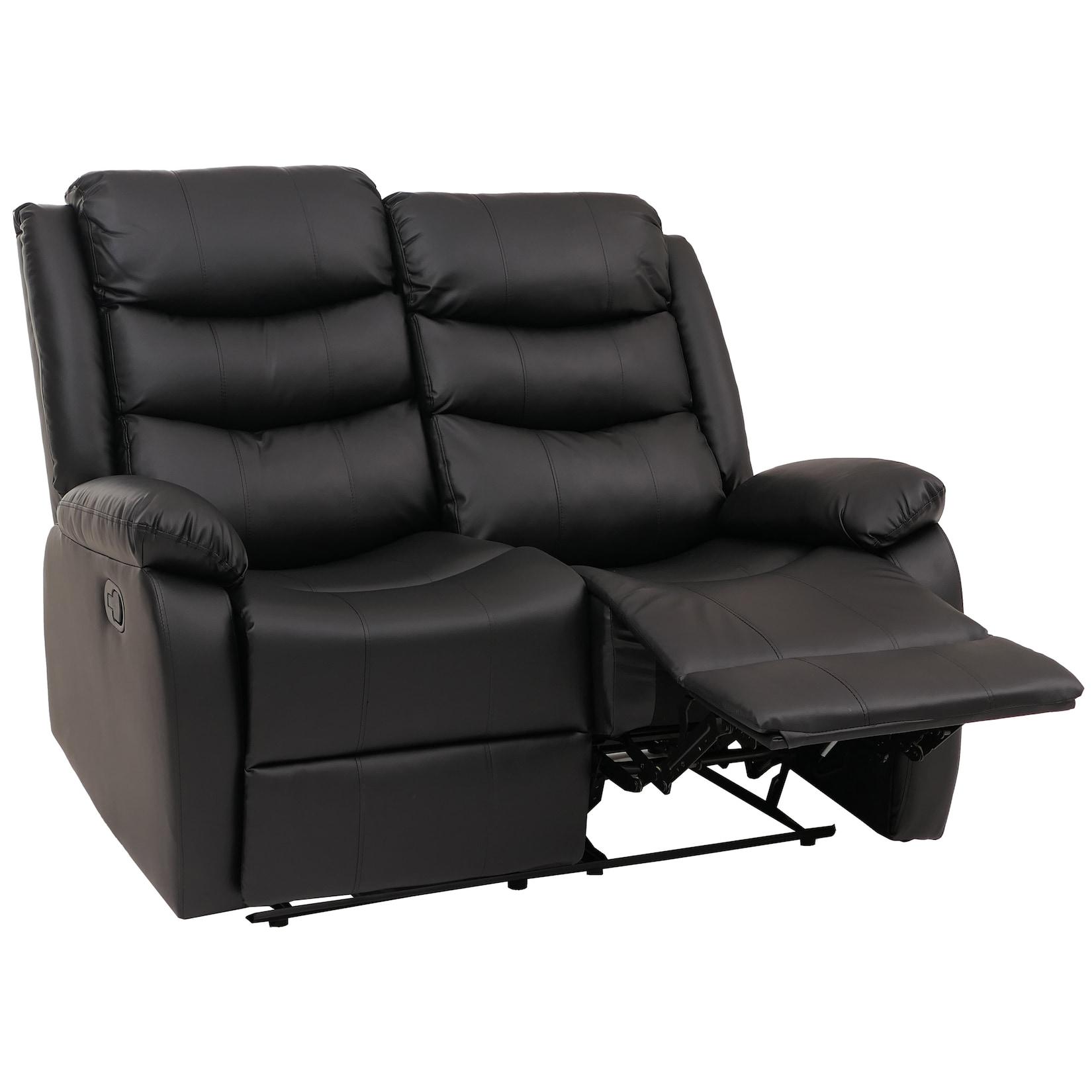 2er Kinosessel MCW-O62, Relaxsessel Fernsehsessel mit Armlehne, Liegefunktion Kunstleder ~ schwarz