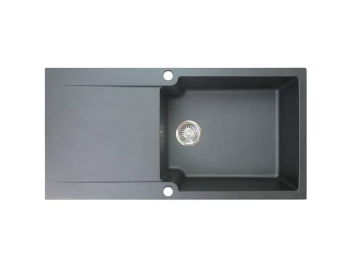 Essebagno Lisse reversible Spüle 1 großes Becken 1 Abtropfbecken aus schwarzem Kunstharz