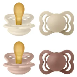Bibs, Nuggi, - Pacifier Supreme 4 PACK - Ivory/Vanilla/Blush/Woodchuck - Size 1 (4x)