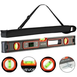 VEVOR Digitale Wasserwaage mit LCD-Display, 60 cm Richtwaage mit 3 Libellen 90°/45°/0°, Meganetische Maurerwaage mit IP54 Wasserschutz & 2 Batterien, 360° Messwerkzeug für Baustelle Hausrenovierung
