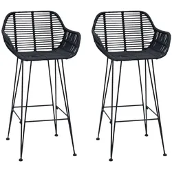 vidaXL Barstuhl 2 pcs Schwarz 55 x 52 x 92 cm Rattan und Eisen