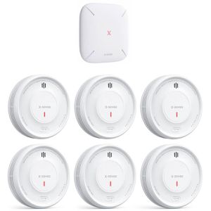 X-Sense Rauchmelder XS0D-MR61, Set, Funk vernetzbar, mit Batterie, 100 dB, App-fähig, mit Basisstation, 6 Stück