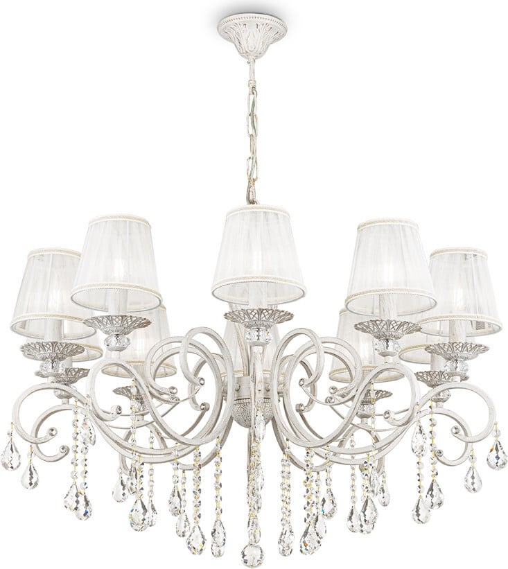 Maytoni Grace Klassieke Hanglamp met Kristallen, Wit, 10 Lampen, Dimbaar