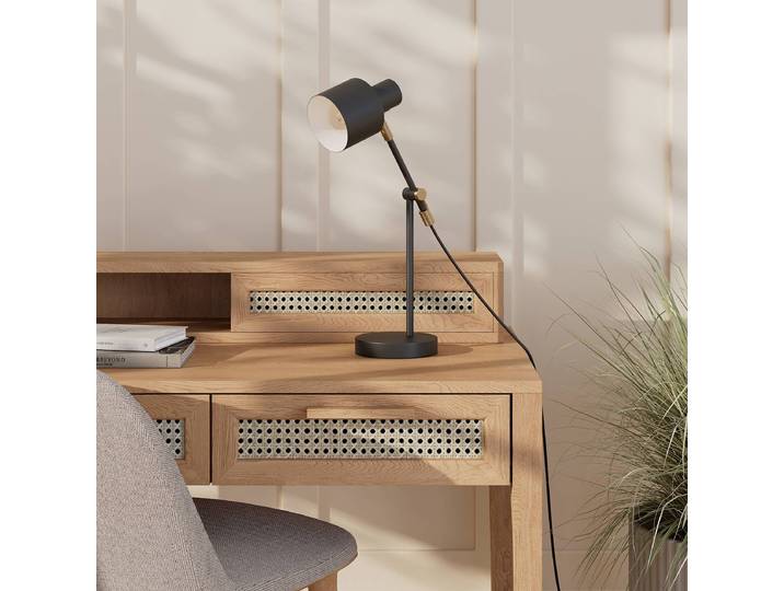 home24 Bureaulamp 14 x 35 x 30cm zwart/zwart ijzer E27