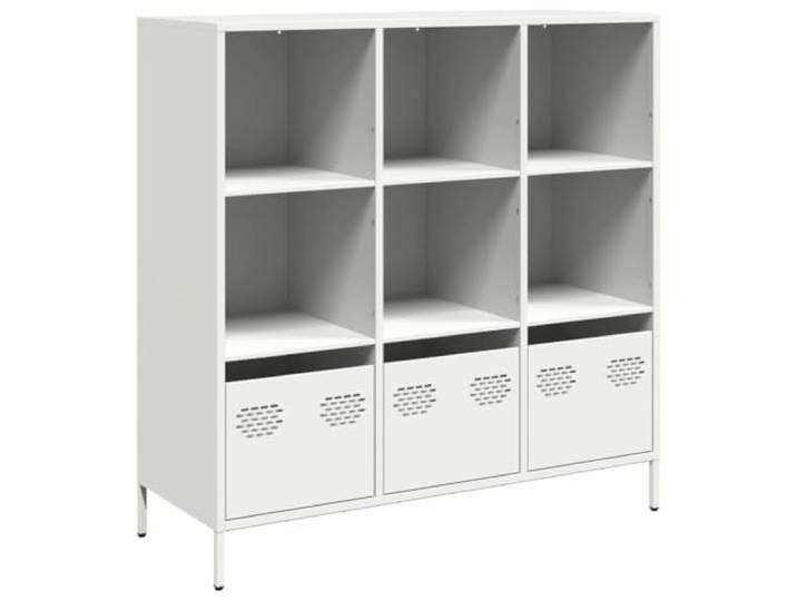 Kaorsrow Highboard Weiß 101,5x39x103,5 cm Metall Kommode Vielseitiger Beistellschrank aus Stahl mit 6 Fächern und 3 Schubladen für Wohnzimmer, Büro und Schlafzimmer.