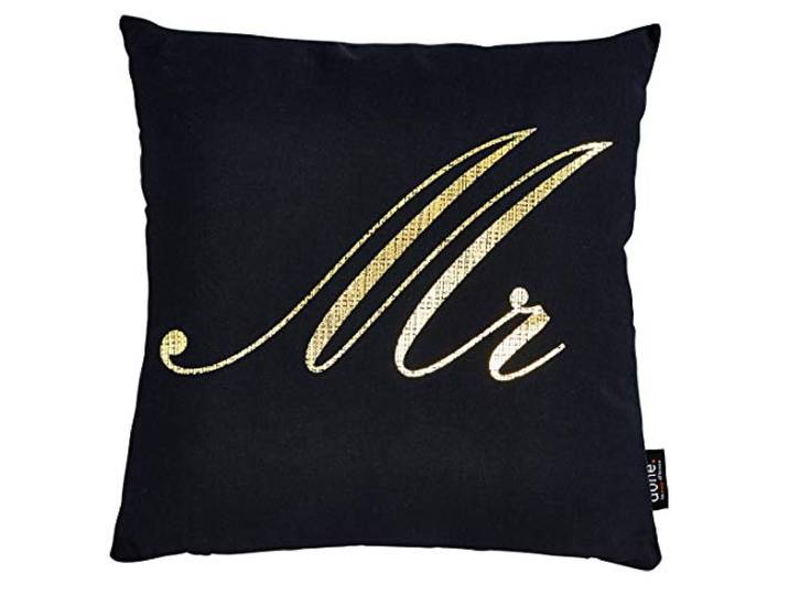 done. Cushion Black LINE Kissen mit Glanz-Druck Gold 45 cm x 45 cm Mr