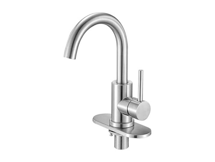 VEVOR Robinet d'évier à poignée unique\, mitigeur de cuisine à arc élevé\, finition nickel brossé\, avec aérateur anti-éclaboussures\, pour salle de bain\, camping-car\, évier de bar\, toilettes publiques