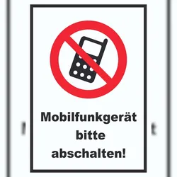 HB-Druck Handy aus Mobilfunkgerät abschaltenSchild A6 Rückseite selbstklebend