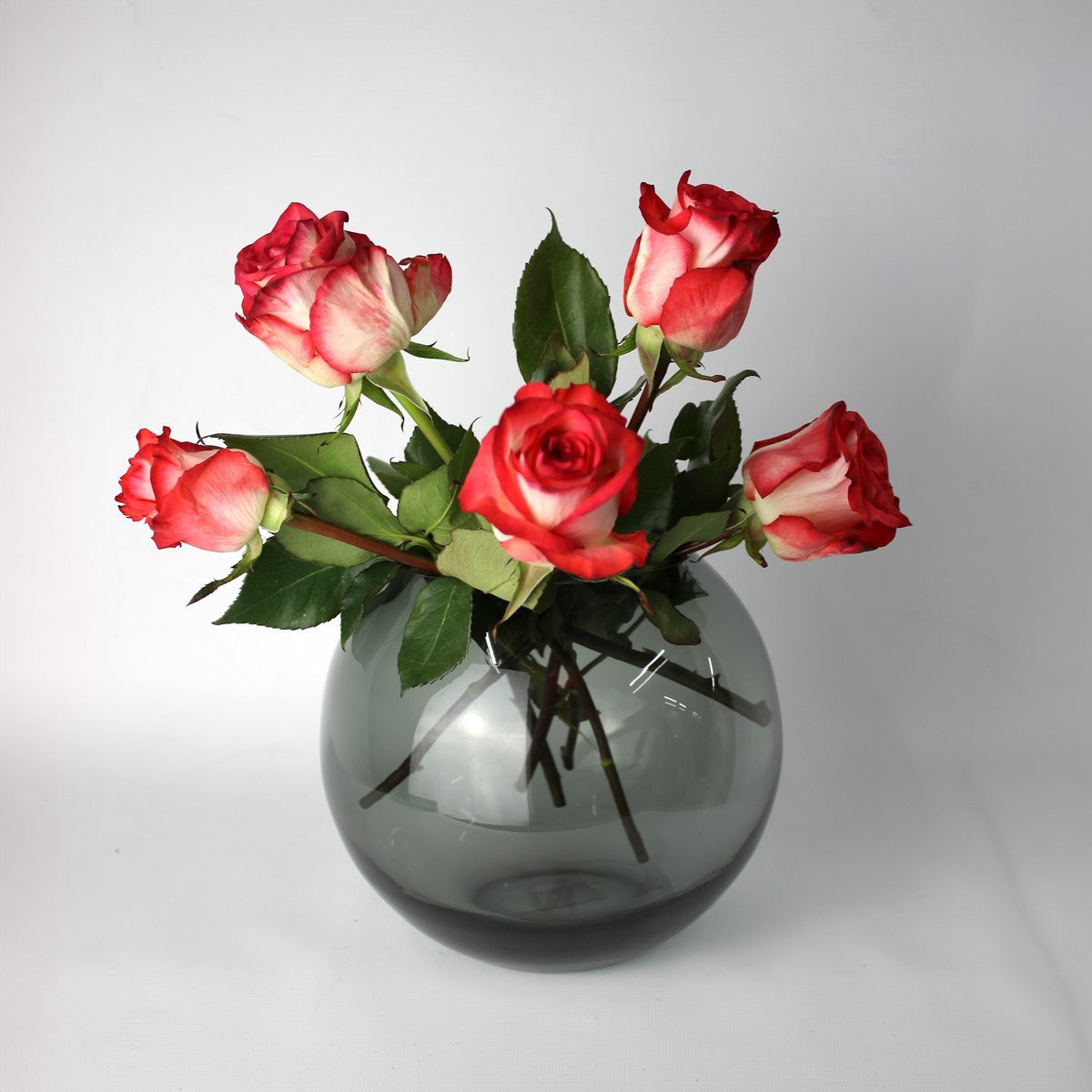 Signature Collection Mondgeblazen Glazen Vaas – Grijs Rond