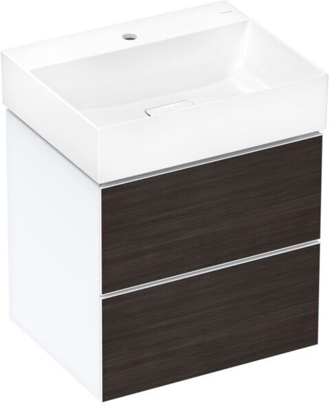 Hansgrohe Xevolos E Waschtischunterschrank 54175730 580x555x475mm, 2 Schubladen, mattweiß, Eiche dunkel