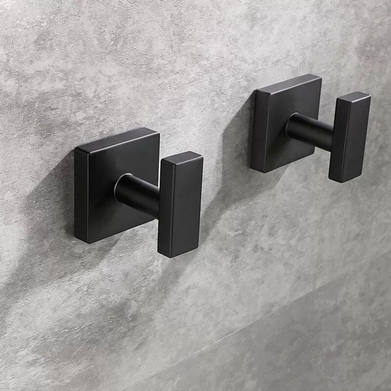 INF 4er-Set quadratische schwarze Wandhaken mit Schrauben