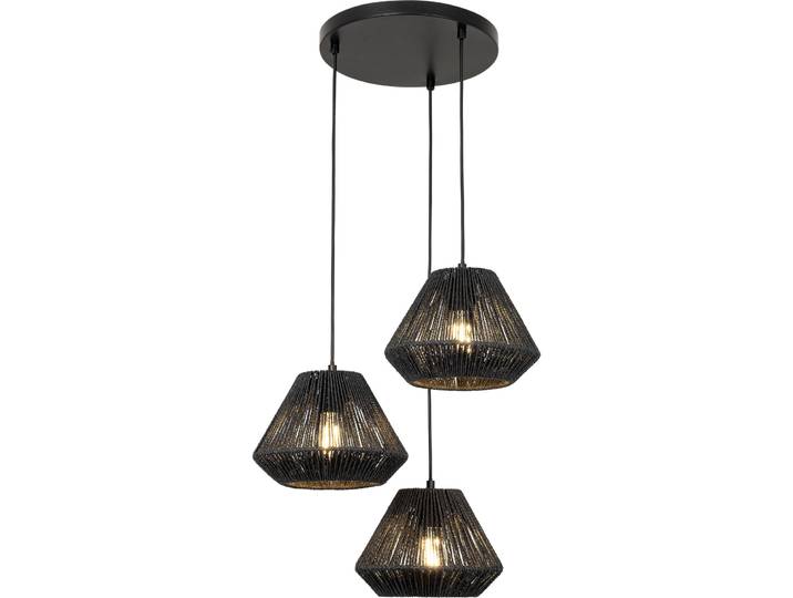 Pendellampe Meda Schwarz Metall/Seil B 50 cm