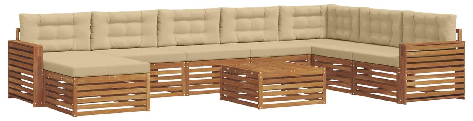 Outdoor-Sofagarnitur 9 pcs Natur und Beige Massivholz Akazie