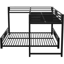 STILVORA Etagenbett aus Metall, Schwarz, 90x200/140x200 cm, gewerblich geeignet, platzsparend