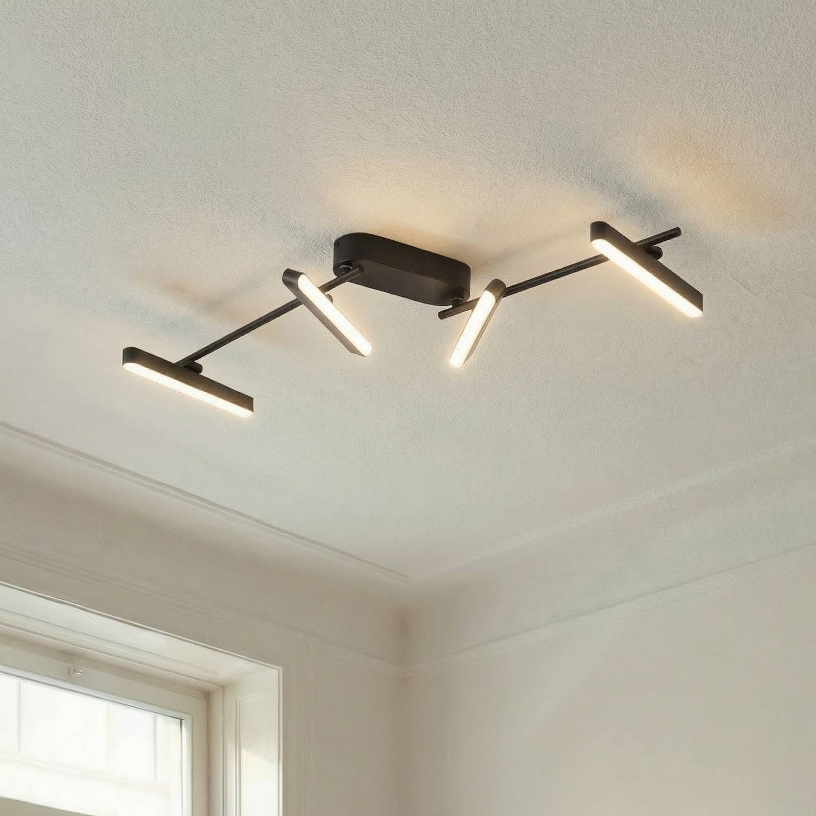 Lindby Eldrin LED-plafondlamp, modern, zwart, dimbaar