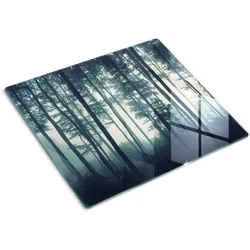 GLASPLATTE 60x52 cm Wald im Nebel
