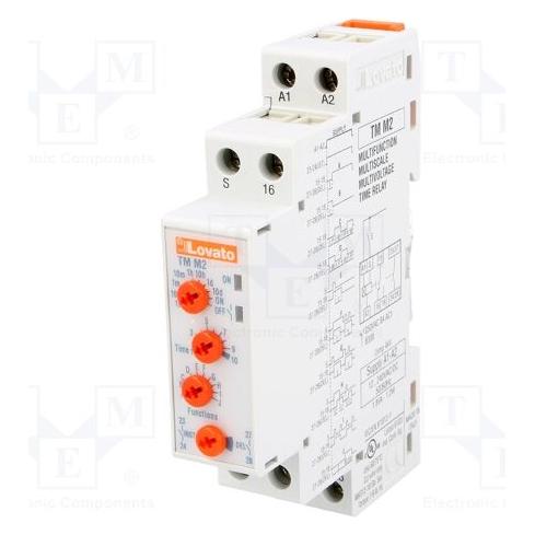 Lovato Zeitrelais 1NO + 1CO Verzögerung programmierbar multifunktional 0,1s - 10 Tage 8A 12 - 240V (TM M2) (TMM2)