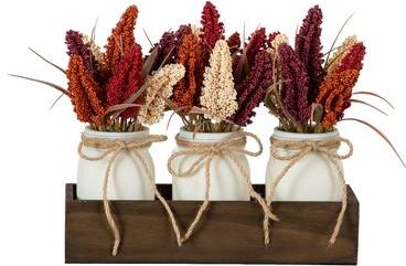 Nearly Natural 10.5-in Autumn Artificial Sorghum Rustic Fall Centerpiece