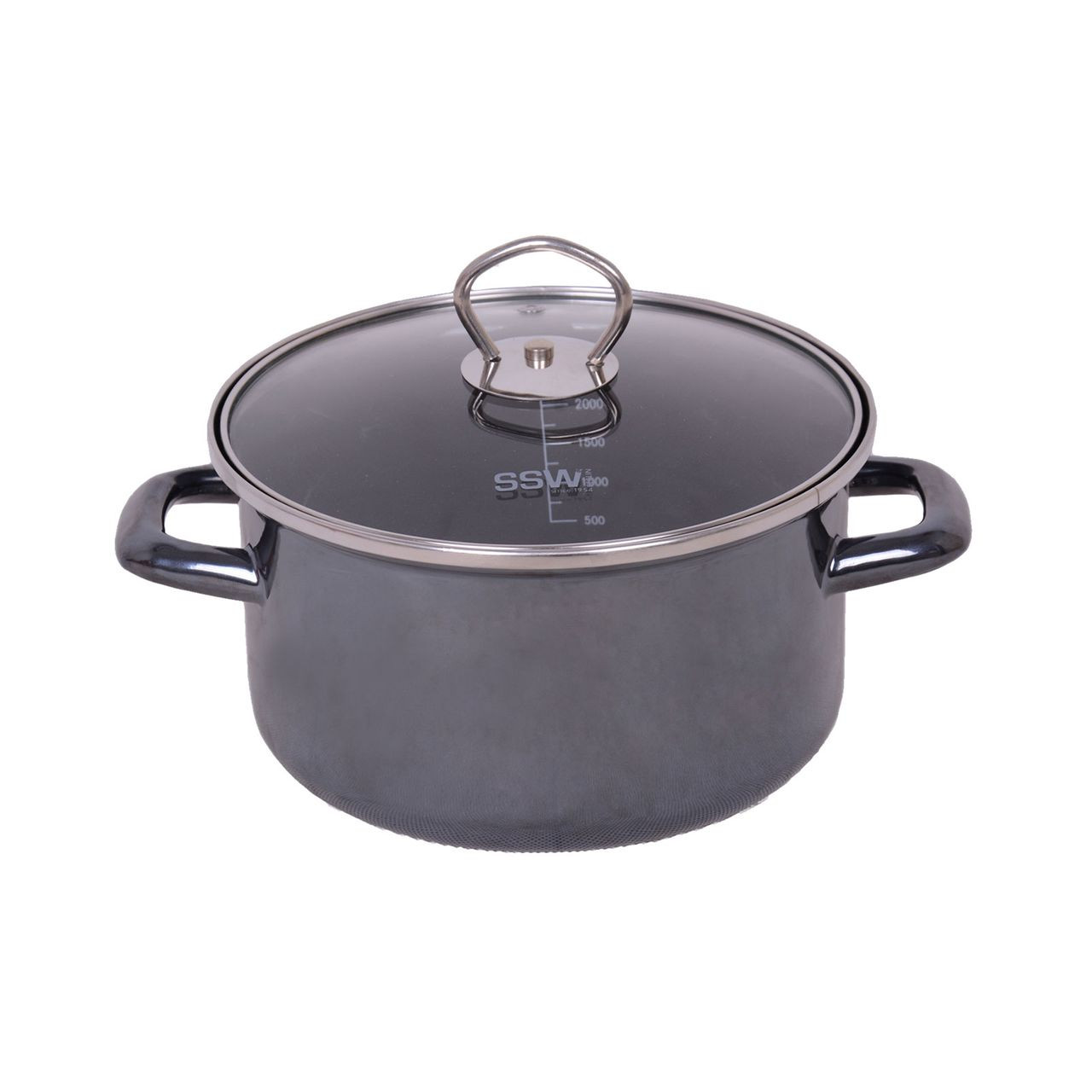 SSW Berlin Black Tiger kookpan met deksel, geëmailleerd, diameter 16 cm, inhoud 1,9 liter