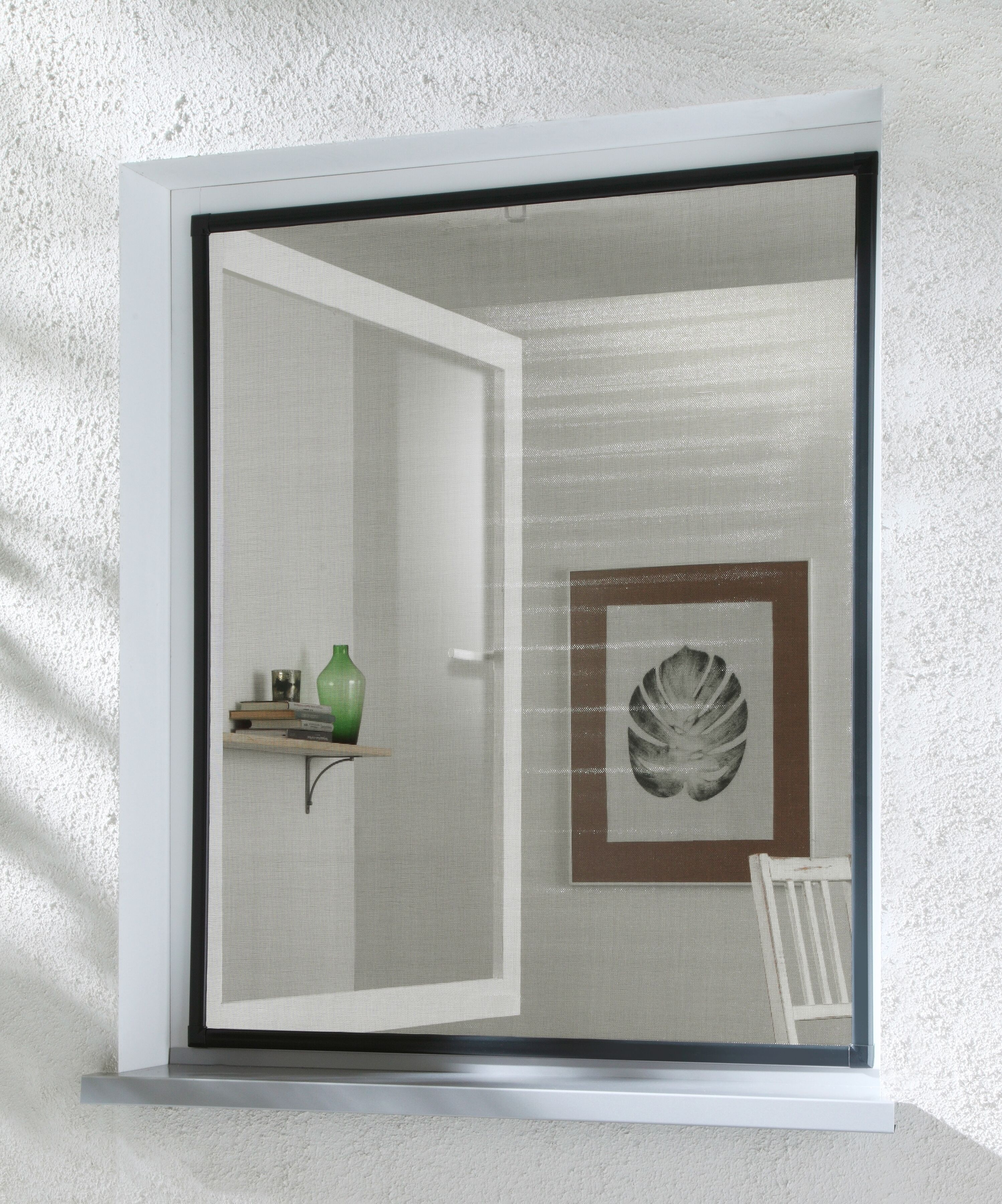 Insektenschutz-Fensterrahmen HECHT INTERNATIONAL "Basic", grau (rahmen: anthrazit gewebe: anthrazit), B:80cm H:100cm, Insektenschutzgitter, Insektenschutz-Fensterrahmen