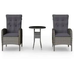 vidaXL 3-tlg. Garten-Bistro-Set Poly Rattan Grau