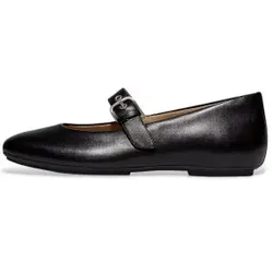 Fitflop für Damen. E3D-090 Schwarze Delicato Leder Ballerinas (36), Wohnung, Schnalle, Lässig