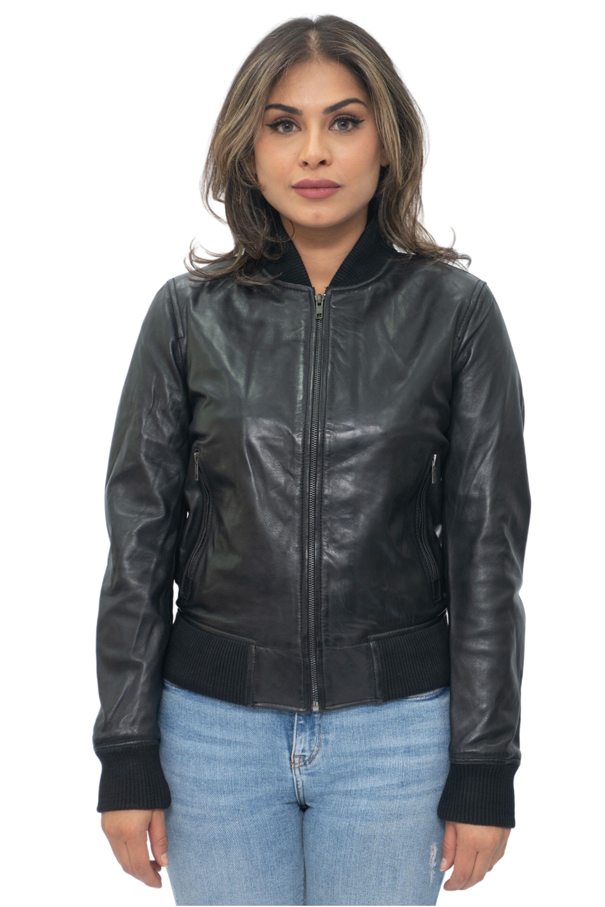 Damen MA-1 Leder Bomberjacke-Abbotsford