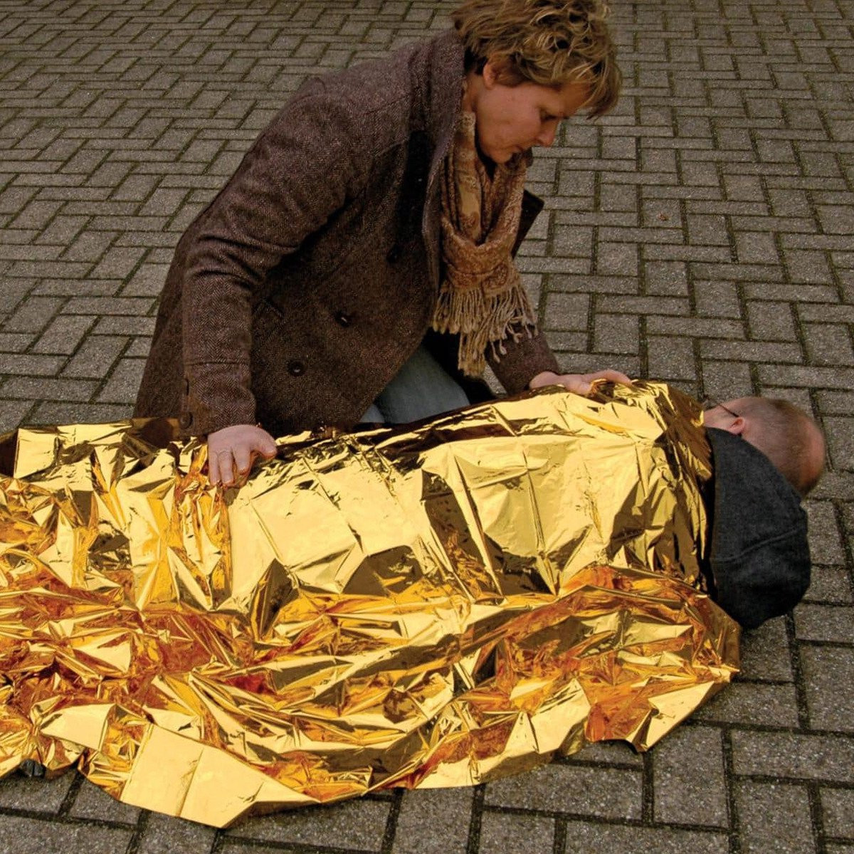 Comfort Aid Noodfolie Deken voor volwassenen - Goud/Zilver - 210 x 160 cm