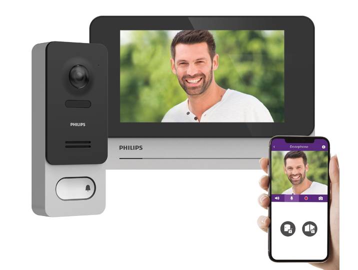 Philips WelcomeEye Portier vidéo sans fil Bluetooth WLAN Kit complet noir/gris (531039)