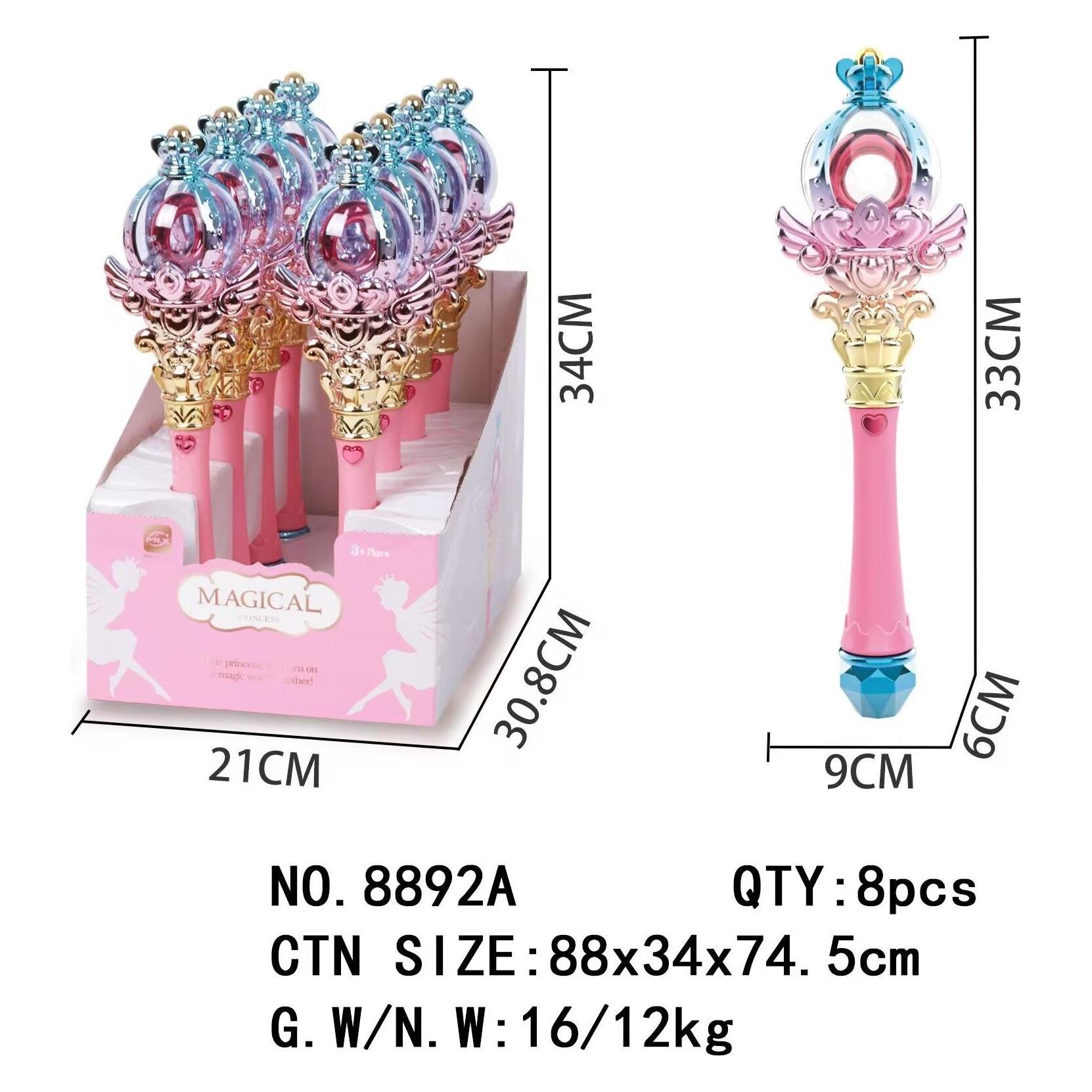 Sea&Sun Flashing Magic Stick w. Light & Music 8pcs Display (8892A) (8892A)