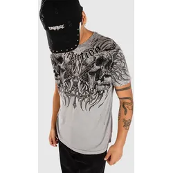 Affliction Decimation T-Shirt silver lava wash Gr. M