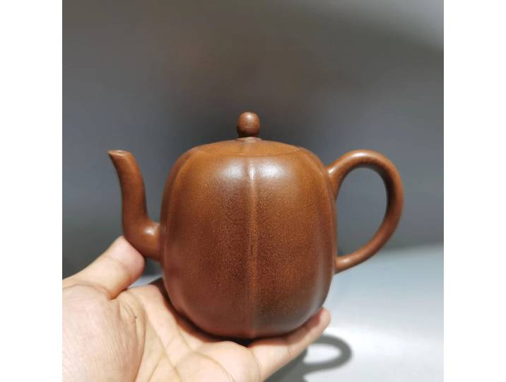 YFête ing-Bouilloire chinoise en argile violette, théière en forme de melon, théière Flagon, théière de bureau, ornements de richesse en vrac, 6