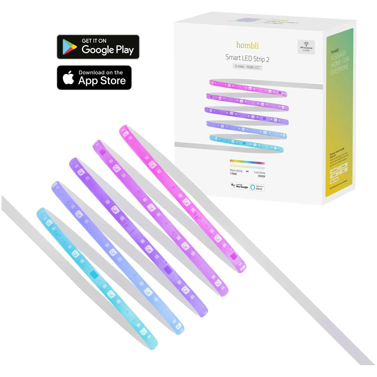 Hombli Smart LED Strip 2 - 5m RGBIC+CCT Smartverlichting