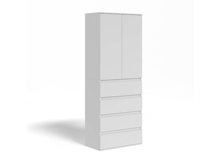 Vicco Kleiderschrank Claus Weiß 74 x 191.5 cm mit 4 Schubladen, Holzwerkstoff, Rechteckig, 74x191.5x40 cm, Schlafzimmer, Kleiderschränke