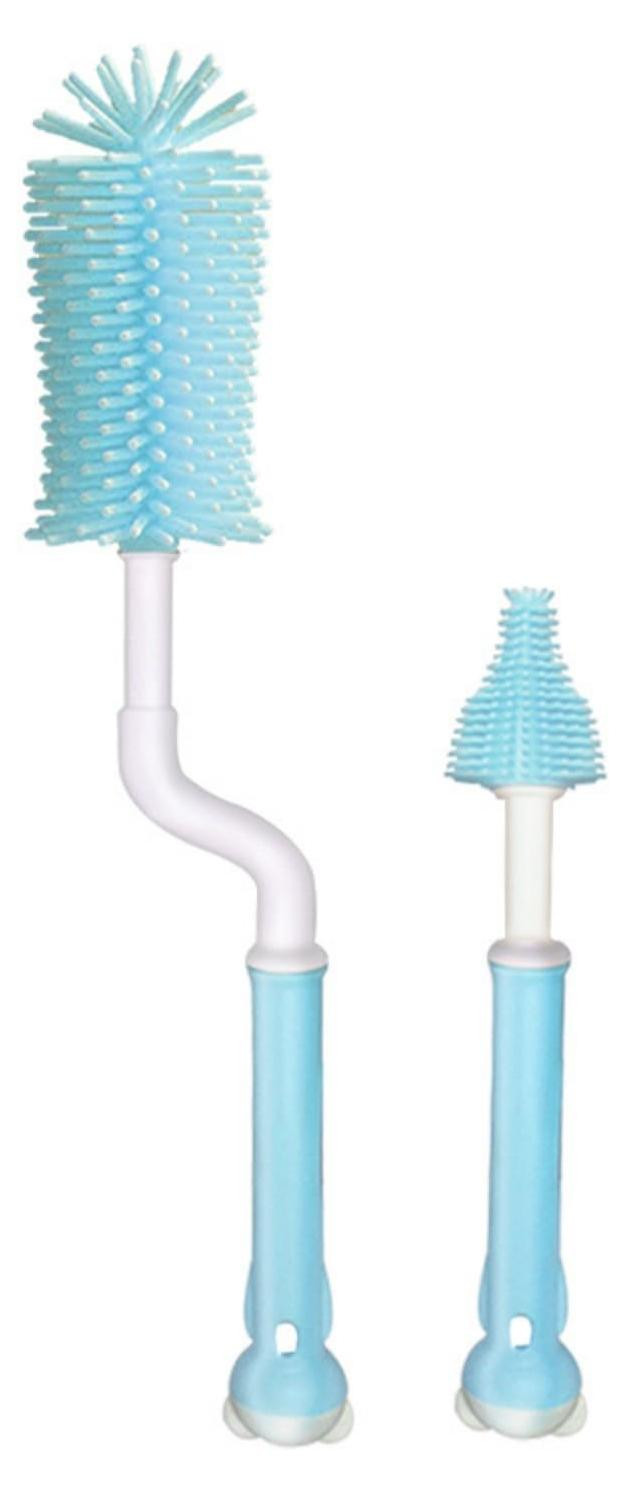Dripio Siliconen flessenborstel set, 2 stuks, blauw, voor flessen en spenen