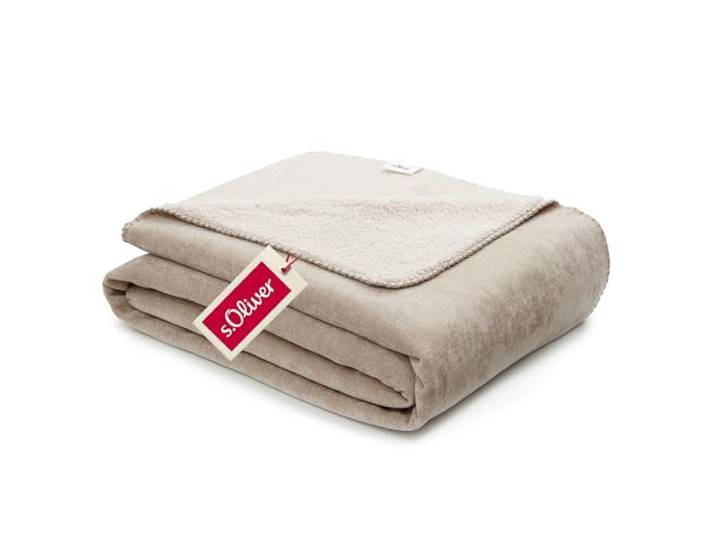s.Oliver Lounge Decke 150x200 cm beige - Polyesterflausch weich & kuschelig