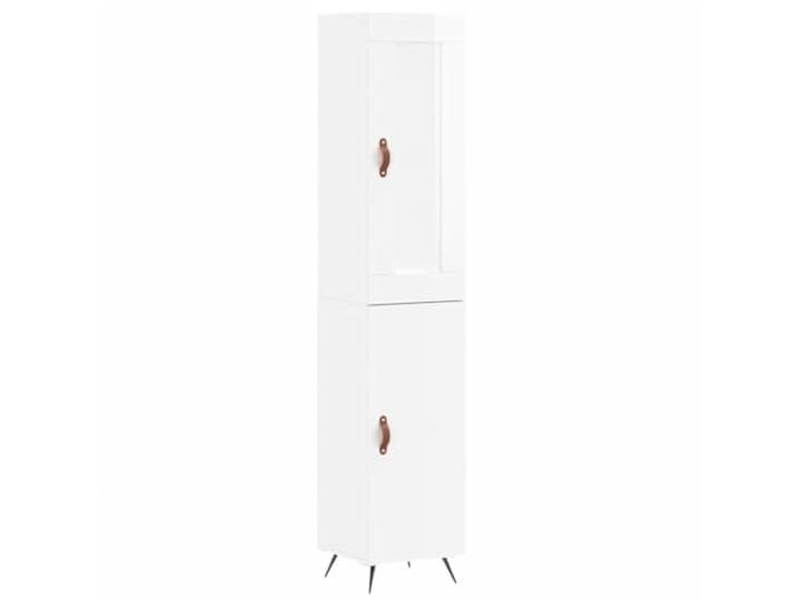 GFMGUEMV Highboard Hochglanz-Weiß 34,5x34x180 cm Holzwerkstoff Schrank Highboard, Hochglanz-Weiß, 34,5x34x180 cm, Holzwerkstoff, robust, langlebig, Metallfüße, Stabilität, Stauraum, Türen,