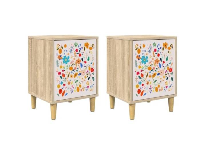 Heofavd Nachttisch 2er Set Sonoma-Eiche 36x33x50cm Beistelltisch Mainz