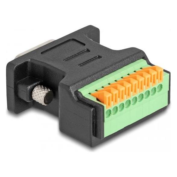 Delock D-Sub 9 Stecker zu Terminalblock Adapter mit Drucktas (66558)