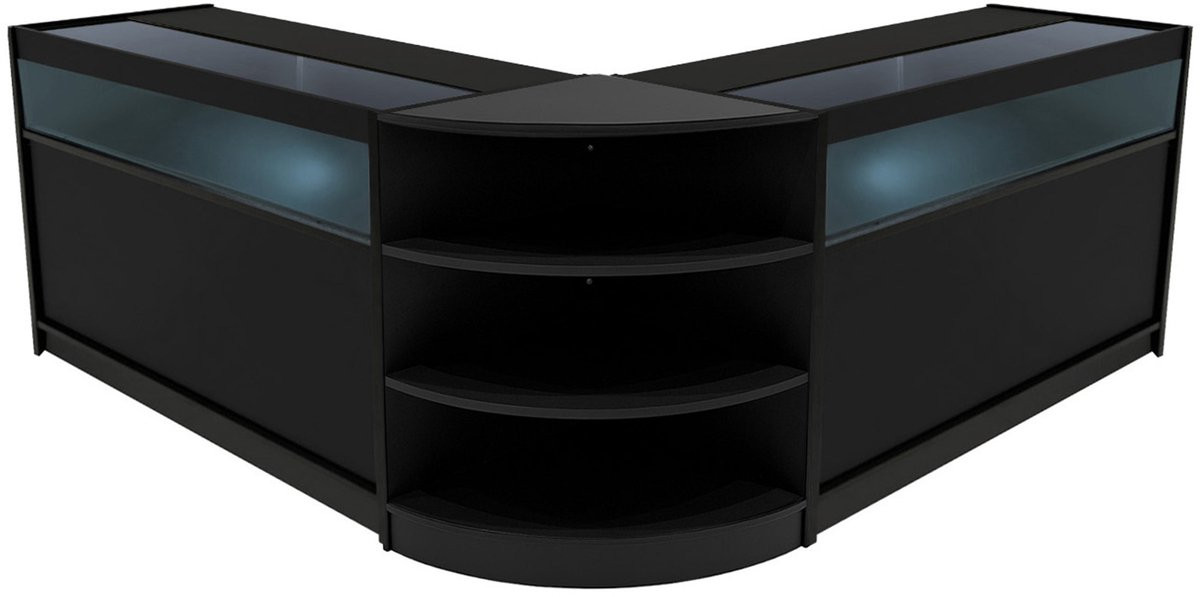 Theseus LED winkeltoonbank set zwart met gehard glas - LM60 & 2x B1500